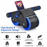 Automatic Rebound Abdominal Wheel, Ab Roller Wheel with Automatic Rebound Assistance Resistance Springs Ergonomic Handle, Abdominal Wheel Roller with Knee Pads, Ab Wheel Roller for Core Workout Blue