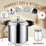 Kritkin 24qt Pressure Cooker with 6 Mason Jars, 6 Canning Supplies with Pressure Panner Stainless Steel Steam Rack Gauge for Canning, Silver