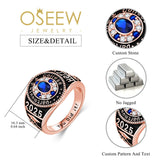Oseew 2027 Men Custom Gold Graduation Class School Ring High (Rose Gold)