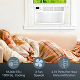 Amana 18,000 BTU Window Air Conditioner, 230V, Window AC for Rooms up to 1,000 Sq.Ft with Remote Control, 24H Timer, 3-Speeds, Auto-Restart, and Digital Display, White