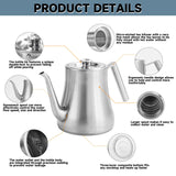 GURUDAR 68OZ/2000ML Stainless Steel Teapot with Removable Infuser, Stovetop Safe Tea Maker Water Kettle for Loose Leaf & Tea Bags, Silver