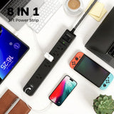 Addtam 2 Pack Power Strip Surge Protector – 5 Wide Spaced Outlets 3 USB