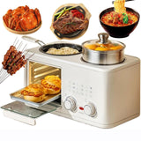 GHRERTX Electric Breakfast Machine,4-in-1 Breakfast Maker Station with 8L Oven, Frying Pan and Steamer, 0-60Min Timer Knob, S-Type Double Heating Tube, 1200W Breakfast Egg Sandwich Maker for Home
