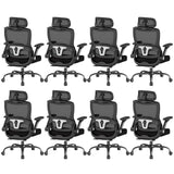 Keratee Ergonomic Office Chair, Home Computer Chair with 3D Adjustable Headrest and 4D Flip-Up Armrests, Adjustable Lumbar Support, Suitable for Office and Study, 8PC, Black