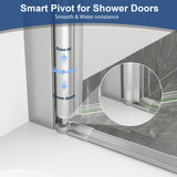 KPUY Pivot Shower Door, 26-28" W x 72" H Frameless Single Swing Glass Shower Door with Explosion-Proof Film Nano Coating, 1/4" (6mm) Thick Tempered Clear Glass, Brushed Nickel
