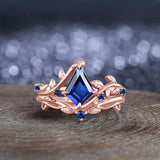Oseew Kite Cut Sapphire engagement ring set(Sapphire)