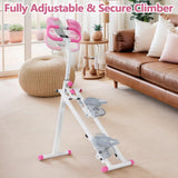 Stair Stepper for Home - Vertical Climber Workout Machine with Stable Frame, Adjustable Handlebar for Full-Body Exercise (Pink)
