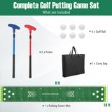 ULTIMATE Golf Game Set, Indoor Outdoor 11FT Putting Green Mat w/ 2 Adjustable Putters, 6 Balls & 12 Hole Covers, Golf Pratice Training Mat for Party, Backyard, Home and Office