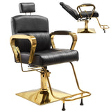 walnest Black & Gold Professional Reclining Salon & Spa Barber Chair for Hair Stylist with Headrest All Purpose Hydraulic Styling Beauty Chair for Barbershop Braiding Makeup Lash Tattoo