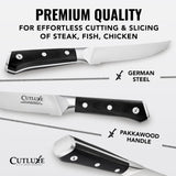 Steak Knives Set of 6, Serrated Steak Knives – Forged High Carbon German Steel, Full Tang, Ergonomic Handle Design – Artisan Series