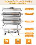 4-Pack 8QT Stainless Steel Chafing Dish Buffet Set - Rectangular Food Warmer and Server with Water Pan & Fuel Holder - Portable Chafer for Catering, Parties, Weddings - 4-Piece Set 1/1 Plate