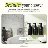 Shampoo and Conditioner Dispenser Wall Mounted Set of 3 Black - No Drill Shower Soap Dispenser for Bathroom Refillable - Spa Hotel Style Accessories by MaisoNovo