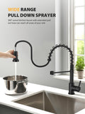 Hiqufet Kitchen Faucet with Pull Down Sprayer, High Arc Single Handle Kitchen Sink Faucet for Pot Filler, Single Hole Single Handle Stainless Steel Bar Sink Faucets