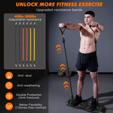 KUYOU Portable Home Gym Workout Equipment, Push Up Board, Pilates Bar & Fitness Accessories with Resistance Bands for Upper Body Strength Training Full Body Workout at Home KUYOU