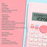 Scientific Calculator, 2 Line Cute Scientific Math Calculator Function Calculator for Students Algebra Geometry Basic Caculator for Middle and High School Students College School Supplies (Pink-6ps)