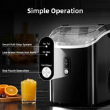 Antarctic Star Nugget Ice Maker Countertop with Soft Chewable Ice, Portable Sonic Ice Maker with Basket and Scoop, Removable Top Cover (Stainless Steel Black)