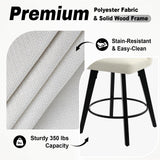 BONBEUR Swivel Counter Height Bar Stools Set of 6, 26 Inch Upholstered Linen Fabric Counter Stools with Backs & Solid Rubberwood Legs, Modern Bar Stools for Kitchen Island, Home Pub, Cream White