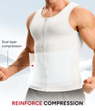 Nebility Compression Shirt Men Tank Top Compression Undershirt Mens Shapewear Body Shaper Waist Trainer Tummy Control Vest, White - 2X Large