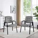 Naomi Home Faux Leather Guest Reception Chair with Armrests - Gray