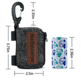 Dog Poop Bag Dispenser for Leash, Corduroy Pet Waste Bag Holder with Clip, Portable Cute Embroidered Poop Bag Carrier with Zipper, Fits Standard Size Poop Bag Rolls (Dark denim)