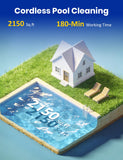 (2026 Upgrade) Cordless Robotic Pool Cleaner, Pool Vacuum for Inground Pools, Wall and Waterline Cleaning, Powerful Suction and Replaceable Battery, 180 min Battery Life for Pool Up to 2150 Sq.ft