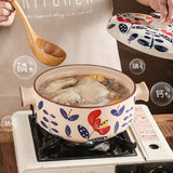HMWOKPOT Japanese Casserole Pot with Handles for Cooking, Ceramic Casserole Clay Pot Steam Stew Pot with Steamer Basket,A,4L