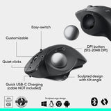 Logitech MX Ergo S Advanced Wireless Trackball Mouse USB C - Graphite