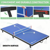 RAYKEEP Mini Foldable Table Tennis Table, 48“ Portable Ping Pong Game Table for Indoor & Outdoor, Table Tennis Table Set w/Net, 2 Paddles, 2 Balls, No Assembly (Blue)