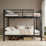 nesture. Bunk Bed Full Over Full, Heavy Duty Metal Bunkbeds with Full-Length Guardrail, Space-Saving Steel Bed for Kids & Adults, No Box Spring Required, Rustic Brown