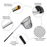 Fishing Landing Net with Aluminum Telescoping Pole 75" Long Handle,Rubber Coated Nylon Mesh,for Steelhead,Salmon,Fly,Kayak,Catfish,Bass,Trout,Shrimp,Crab,for Easy Catch & Release,Extend to 75 Inch