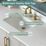 DELUXE LIVING 48 Inch Bathroom Vanity with Sink Combo, Solid Wood Frame with Stone Top & Backsplash, Fully-Assembled with Soft-Closing Doors & 7 Drawers, Greige