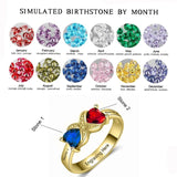 Oseew 14k white gold mothers ring mothers rings with 2 birthstones Customized 10k White gold 2 birthstone rings Personalized 14k White gold 2 birthstone rings