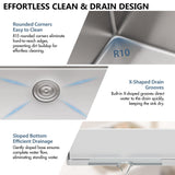 Oumuch Undermount Kitchen Sink - 33 inch Undermount Sink 16 Gauge Stainless Steel Sinks with Round Corner Handmade Single Bowl Under Counter Basin for Kitchens, 33"x19"x9"