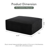 Gericco 113" Modular Sectional Couch, Cloud Boneless Sofa with Deep Seats, Upholstered Corduroy Square Stuffed Pouf, 2 Pcs 40 * 31 Inch Furry & Fluffy Movable Foot Stool for Living Room, Black