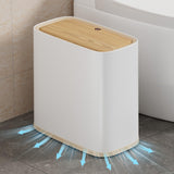 TODAYGO Bathroom Trash Can 2.6 Gal, Wheels, Air Vent, Faux Wood Top