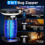 Solar Bug Zapper Outdoor Waterproof, Portable Pest Control Electric Mosquito Zapper Killer with Panel Sensor zechuan