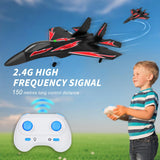 QFCST Foam Remote Control Wireless Airplanes RC Planes, Remote Control Fighter Toys, 2CH 2.4Ghz RC Fighter Jet with Light, Hobby Rc Airplanes Easy to Fly for Kids Boys Adults(Blue)