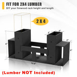 Jusgym 4 Pack Firewood Rack Outdoor Indoor, Heavy-Duty Plastic Firewood Rack Brackets Kit with 8 Support Bars, 3.5mm Thick Adjustable Fire Wood Storage Racks with Drainage Holes