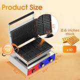 HTTSICHI Square Waffle Maker - Commercial Waffle Iron w/Non-stick Baking Pans, 550 ℉ Temperature and Timers, 1550W Hotel Waffle Machine
