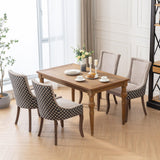 MOOLSUN Fabric Dining Chairs Set of 4, High Back Side Chairs, Modern Padded High-End Tufted Upholstered Chairs with Button-Tufted Back & Rear Pull Tabs, Solid Wood Legs Beige+Black(Wood Legs)