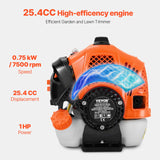 VEVOR String Trimmer, 25.2CC 2-Stroke, Gas Powered Weed Wacker, 16.9" Cordless Grass Trimmer, Multi-Functional Lawn Edger