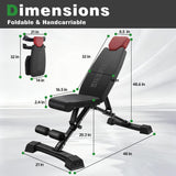HEMERIS Adjustable Weight Bench 32 In Backrest, Foldable Workout Bench for home gym 660 LBS Incline/Decline Bench Press Exercise Equipment 85°to -30°FID Strength Weight Training(Black)