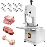1800w Electric Meat Bone Saw, Stainless Steel Tabletop Meat Bandsaw for Butchering, Cutting Thickness 8 Inches, Commercial Frozen Pork Cutting Machine with 8 Blades, Workbeach 19.3" x 15.3"