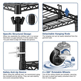 ULIFHOME P8C Max Heavy Duty Clothes Rack（With Extended Width Design） Rolling Clothing Racks for Hanging Clothes with Lockable Wheels，51.2"W x 15.8"D x 80.5"H，Load 700LBS，Black Rack with Black Cover