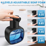 Gotofine Automatic Foaming Soap Dispenser with 500ml/17oz Capacity, Touchless Soap Dispenser with 4 Level Adjustable, Rechargeable, Wall-Mounted, Waterproof for Kitchen, Bathroom, Hotel, Restaurant