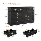 Mekminop Extra Large 9 Drawers Dresser for Bedroom, Wood Chest of Drawers with Gold Knobs, Tall Storage Dressers Organizer for Living Room, Hallway (63" W x 15.75" D x 39.4" H) (Black)