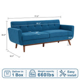 Kingfun 77.2" W Loveseat Sofa, Mid Century Modern Decor Love Seat Couches for Living Room, Button Tufted Upholstered Furniture, Solid & Easy to Install Small Couch for Bedroom Office Apartment, Blue