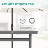 Homenjoy 7 Piece Patio Dining Set, 66" Rectangle HDPS Weather Resistant Outdoor Table & 6 Patio Chairs Set with 1.96" Umbrella Hole, Heavy Duty Chairs for Backyard Balcony Deck, Grey