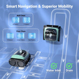 Pool Vacuum for Inground Pools, 4-in-1 Cordless Robotic Pool Cleaner for Above Ground Pools,Triple-Motors,Wall & Waterline Cleaning, App Support, OTA Upgrade up to 1,614 Sq.ft (Black Green)
