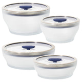 Anyday 8-Pc Microwave Cookware & Glass Food Storage Set with Glass Lids | Plastic-Free Containers | Stackable Airtight Steamer with Vented Lid for Microwave-Safe Reheating & Steaming Vegetables, Rice